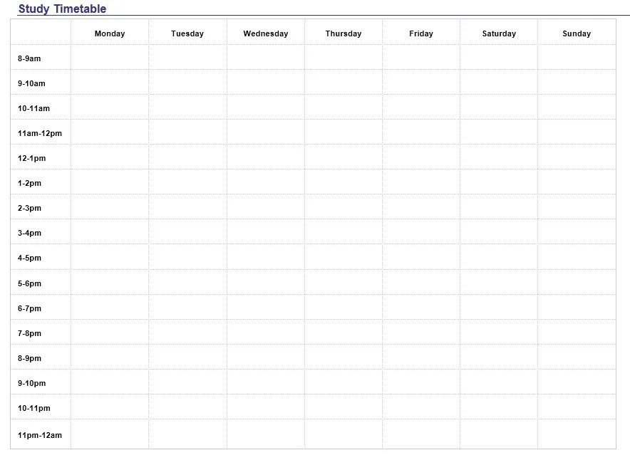 Study schedule. Study timetable. timetable расписание. timetable template.