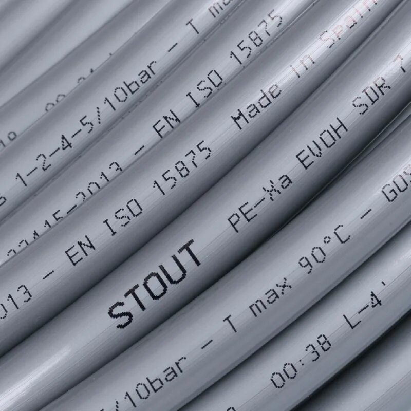 Труба Stout PEX-A 16х2.2 с кислородным слоем серая. Труба Stout PEX-A 16х2,2 с кислородным слоем (серая) SPX-0001-001622. Труба Stout 16 х 2.2 из сшитого полиэтилена PEX-A. Труба из сшитого полиэтилена Stout pe-xa 16 х 2,2 серая.