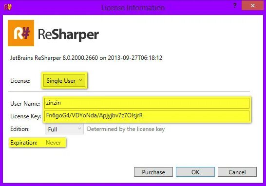 Resharper license key. Resharper.