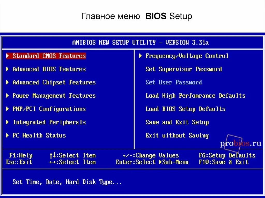 Биос что нажимать. Стандартное главное меню BIOS.. Меню Setup BIOS. Меню биоса основное. Основное меню BIOS Setup.