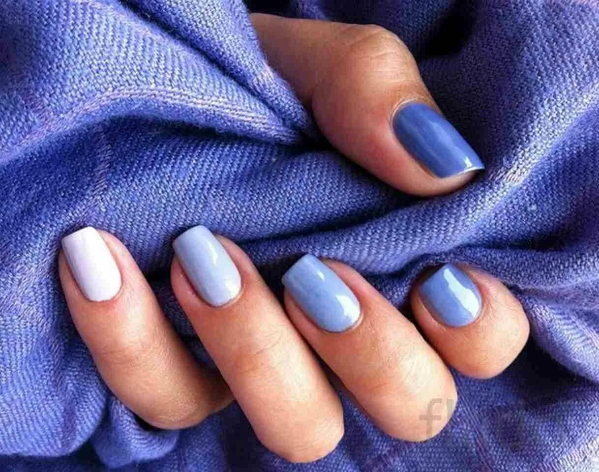 Маникюр. Синие ногти. Маникюр в сине голубых тонах. Красивый цвет ногтей.