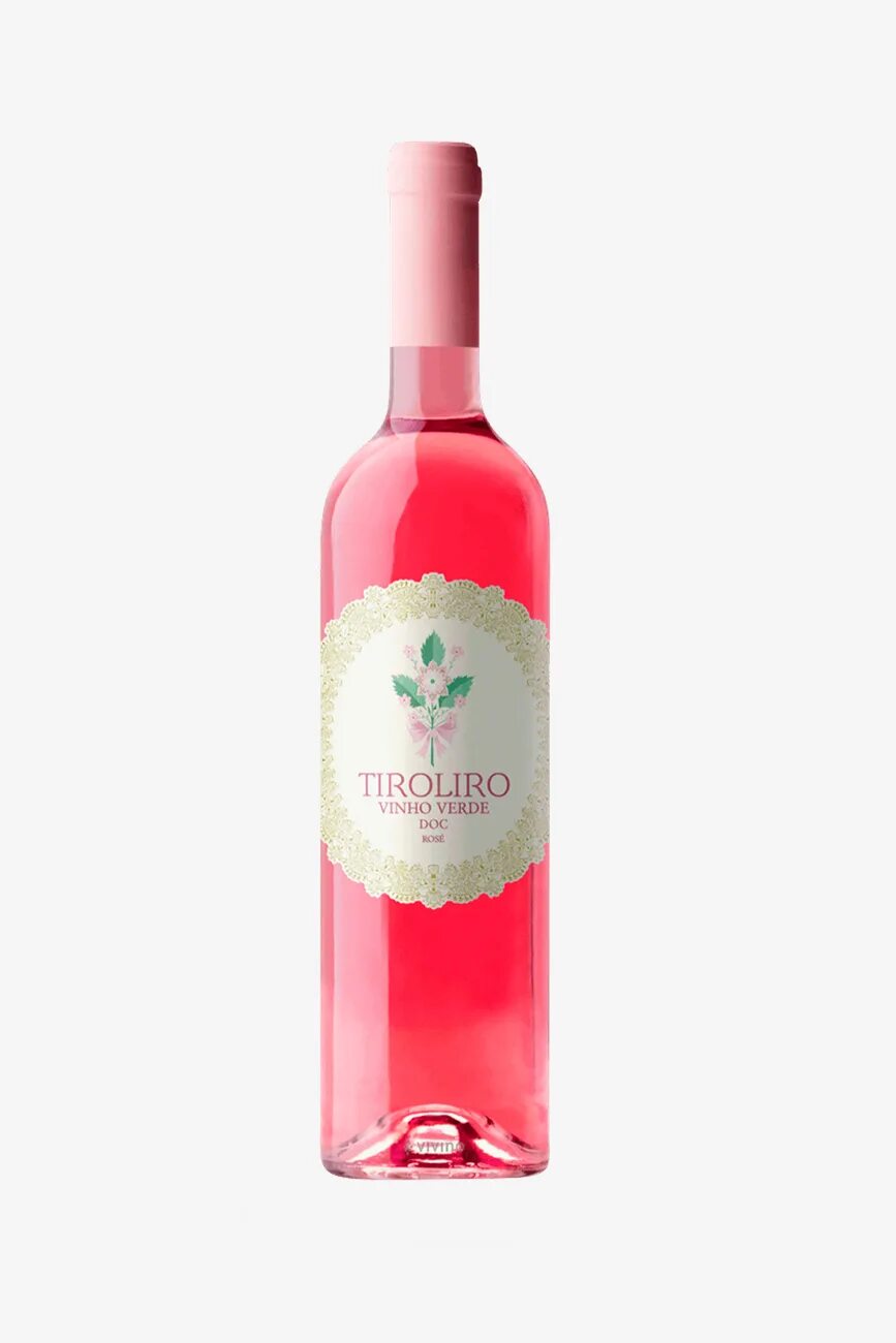 Розовые португальские вина. Тиролиро Винью Верде. Виньо Верде розовое полусухое Португалия. Tiroliro Vinho Verde розовое. Вино Виньо Верде розовое полусухое.
