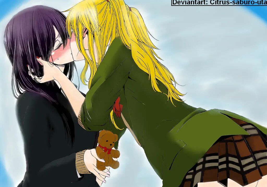 Another kiss. Цитрус аниме Мэй и Юзу. Цитрус аниме поцелуй Мэй и Юзу. Цитрус аниме Мэй и химико. Цитрус аниме поцелуй.