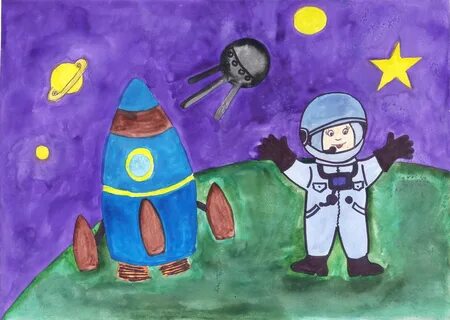 Рисунок на тему космонавтов легкий (47 фото) .