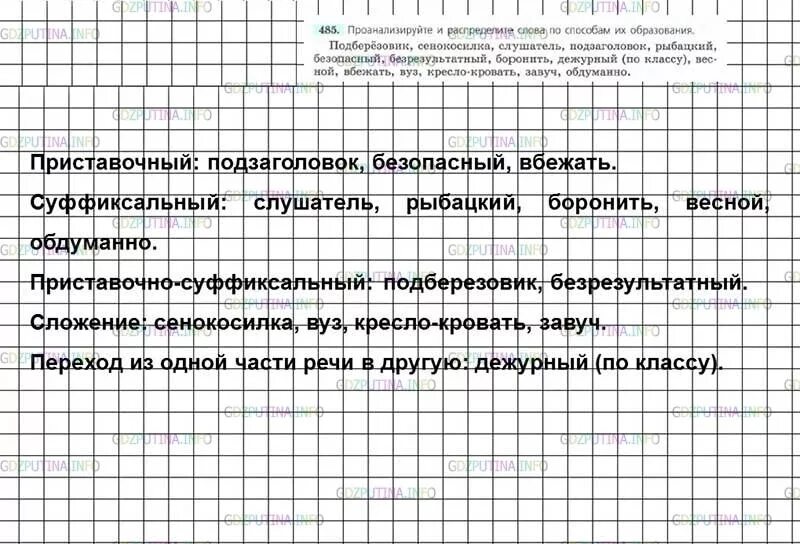 Русский язык 7 класс упражнение 485