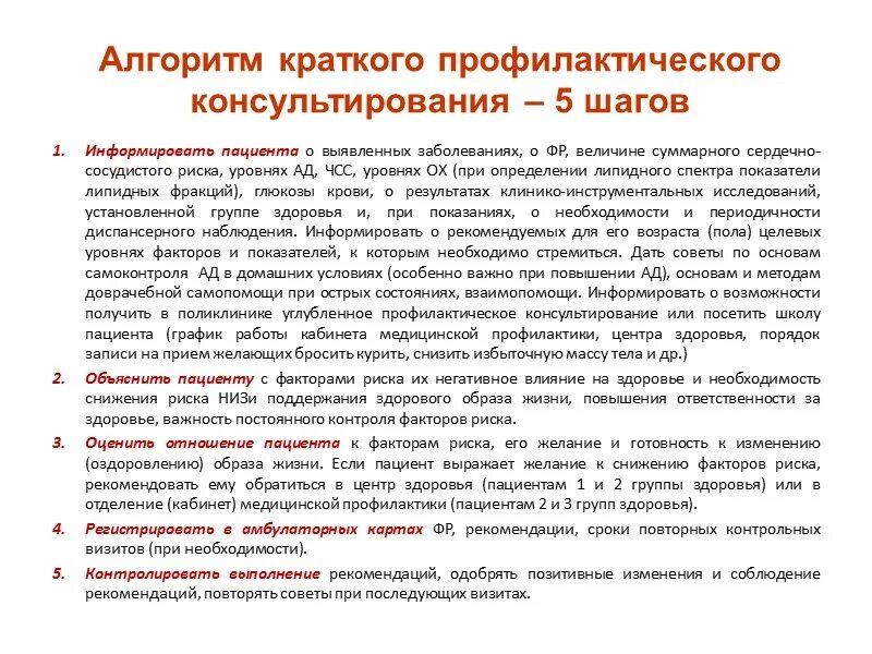 Что входит в этап первичной профилактики алгоритма