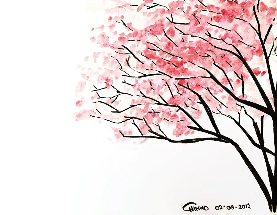 Сакура рисунок. Дерево Сакура рисунок. Сакура рисунок карандашом. Сакура дерево нарисованное.