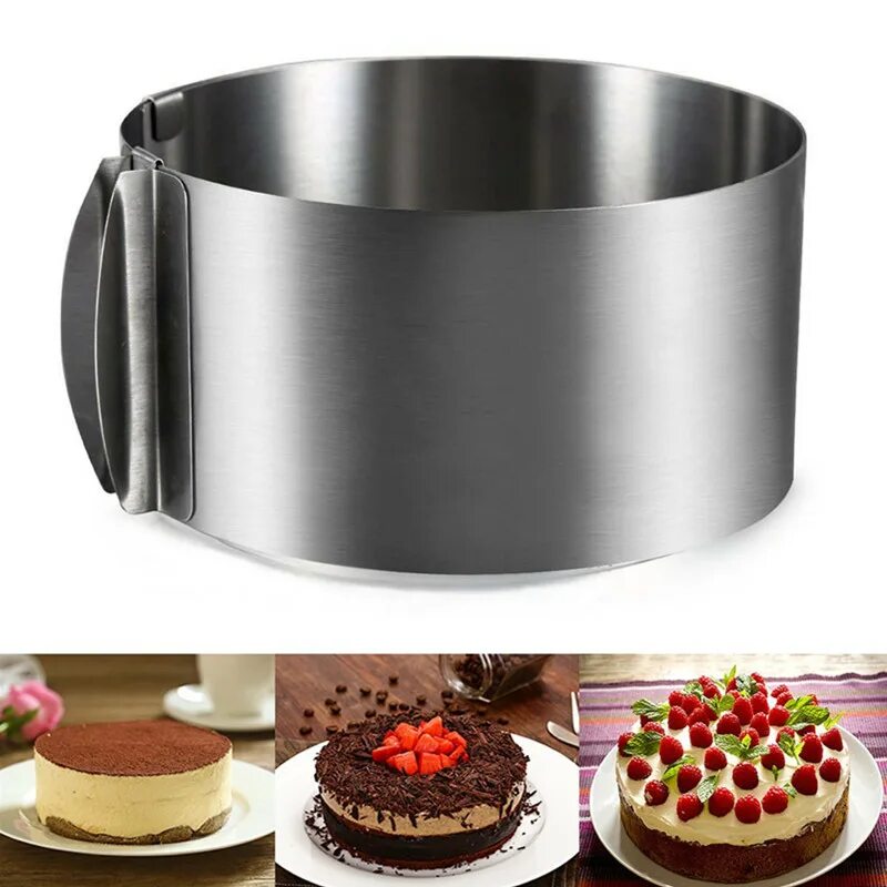 Форма для торта "Cake Ring" регулируемая 16-30см.. Cake Baking Tool форма для выпечки yr1811-12. Раздвижное кондитерское кольцо для выпечки торта 16-30 см. Круглая форма для выпечки Cake Ring 16-30 см..