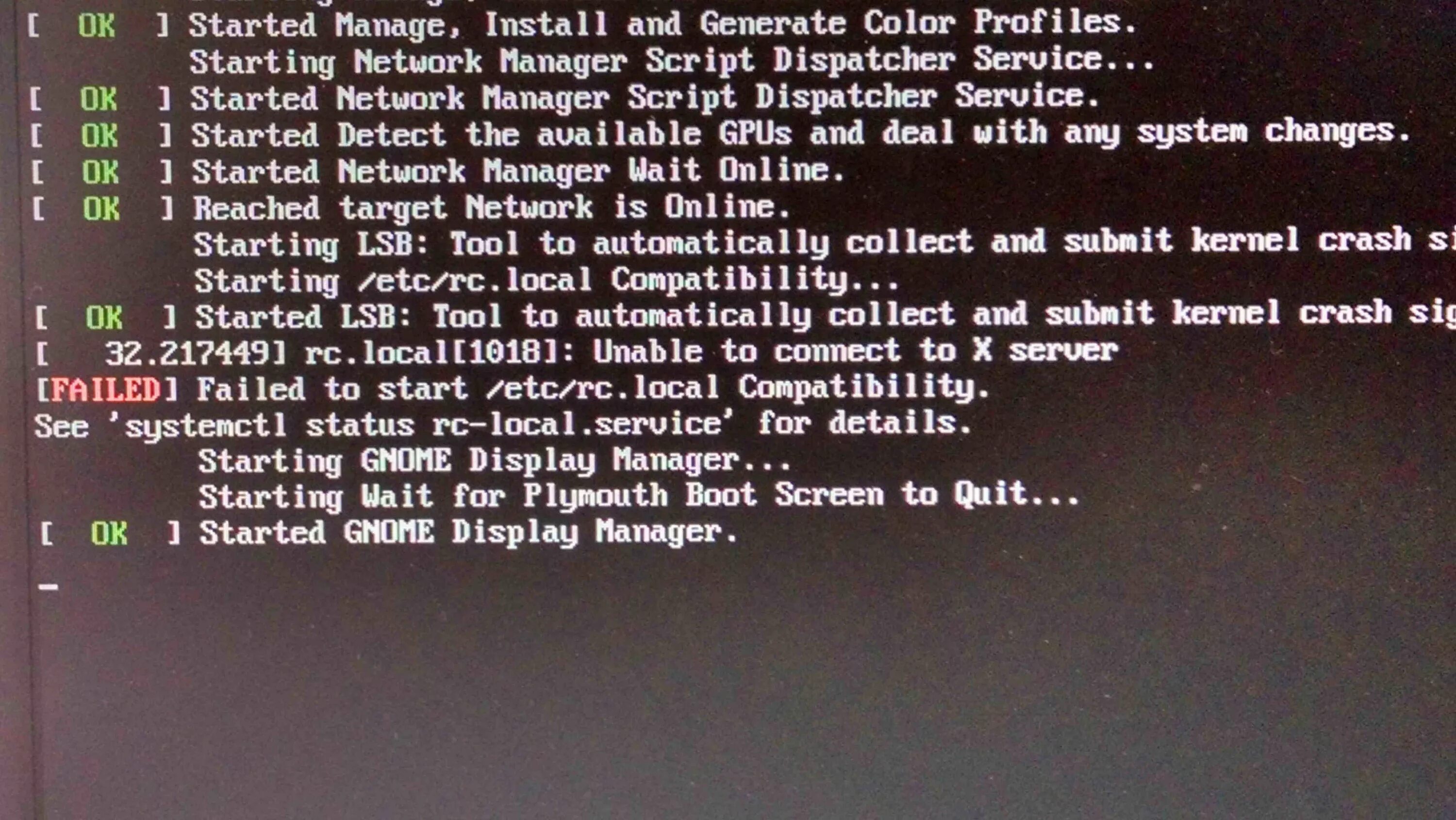 Failed to start network service. Failed to start network service