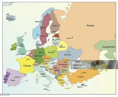 Европейская Векторная Карта - стоковая векторная графика и другие изображения на