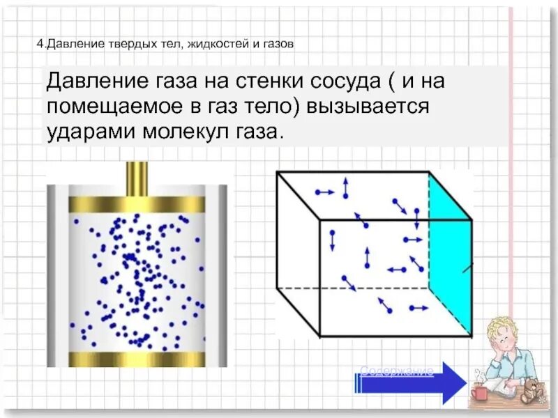 Давление жидкости или газа на стенки сосуда