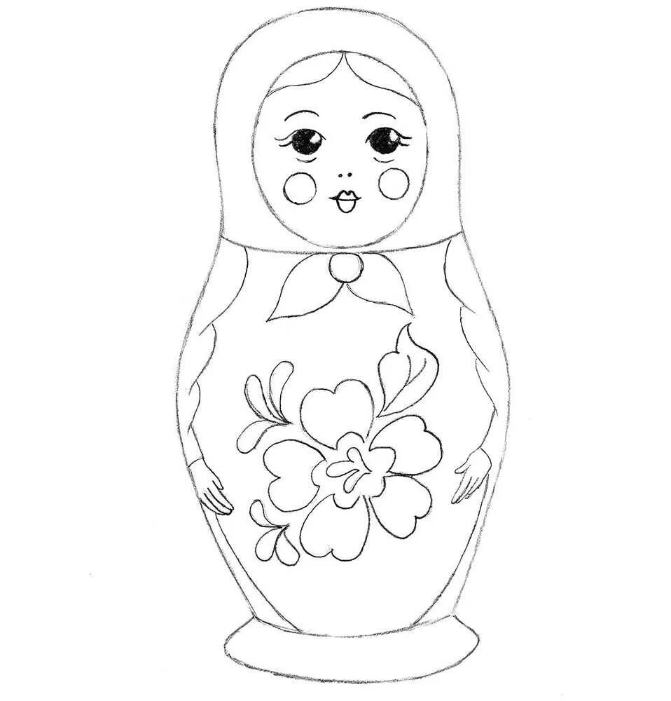 Нарисовать русскую матрешку