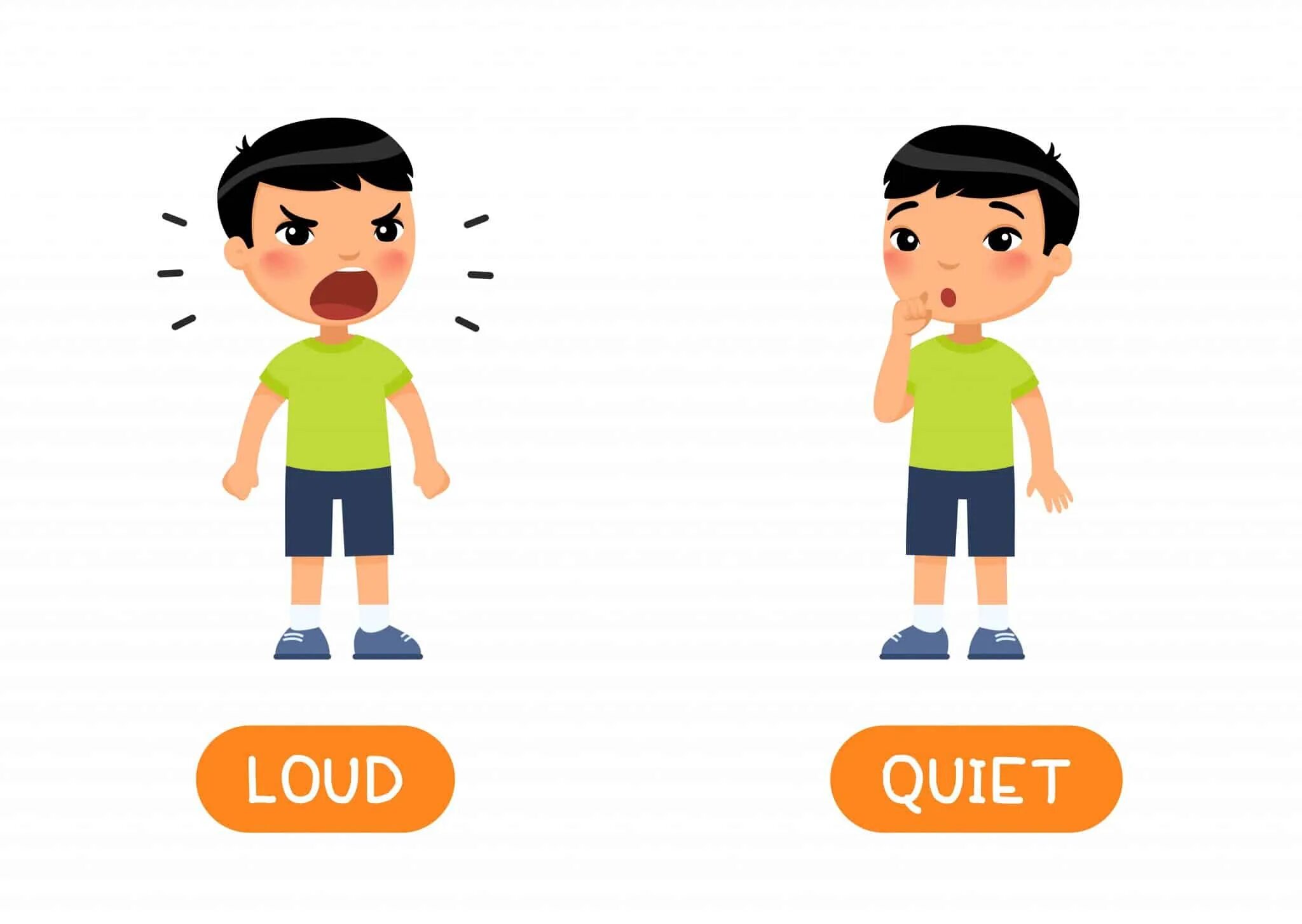 Loud quiet. Opposites Loud quite картинки для детей. Loud quiet opposites. Loud quiet illustration. Adjectives noisy