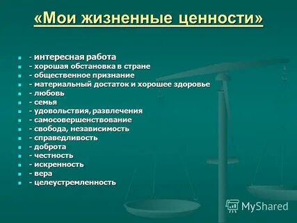 Наиболее важные жизненные ценности