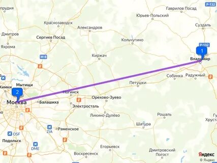 Расстояние между сергиевым