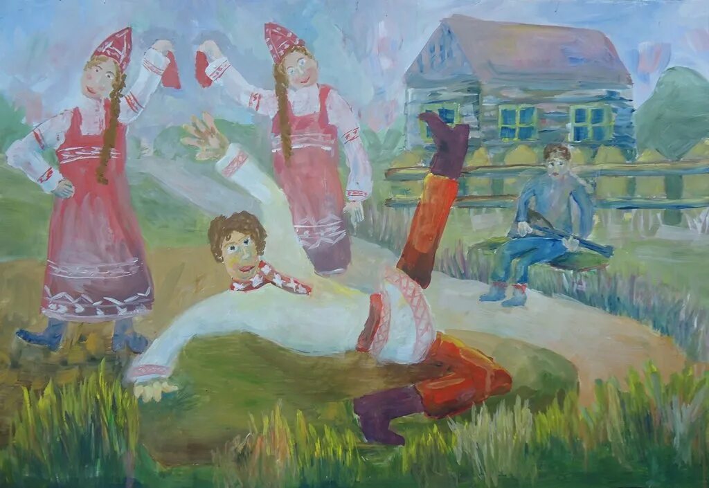 Чайковский детский альбом камаринская. Камаринская чайковский. картины художников камаринская. русский народный танец рисунок. камаринская в живописи.