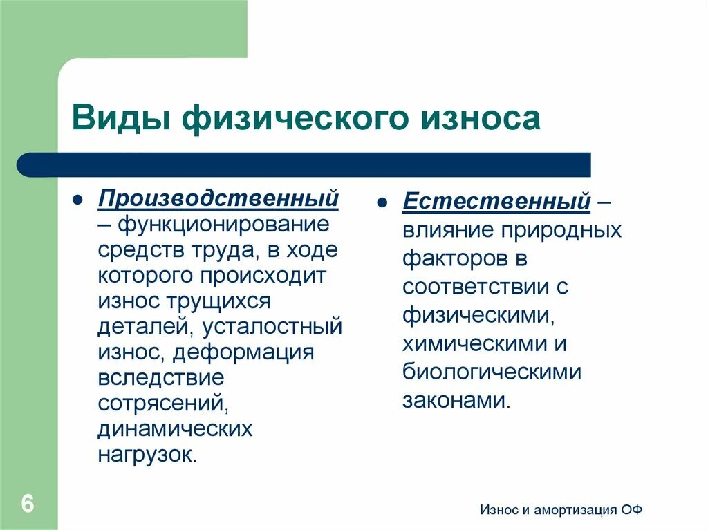 Физический износ вследствие. Виды физического износа. Виды износа оборудования. Виды физического износа основных фондов. Износ виды износа.