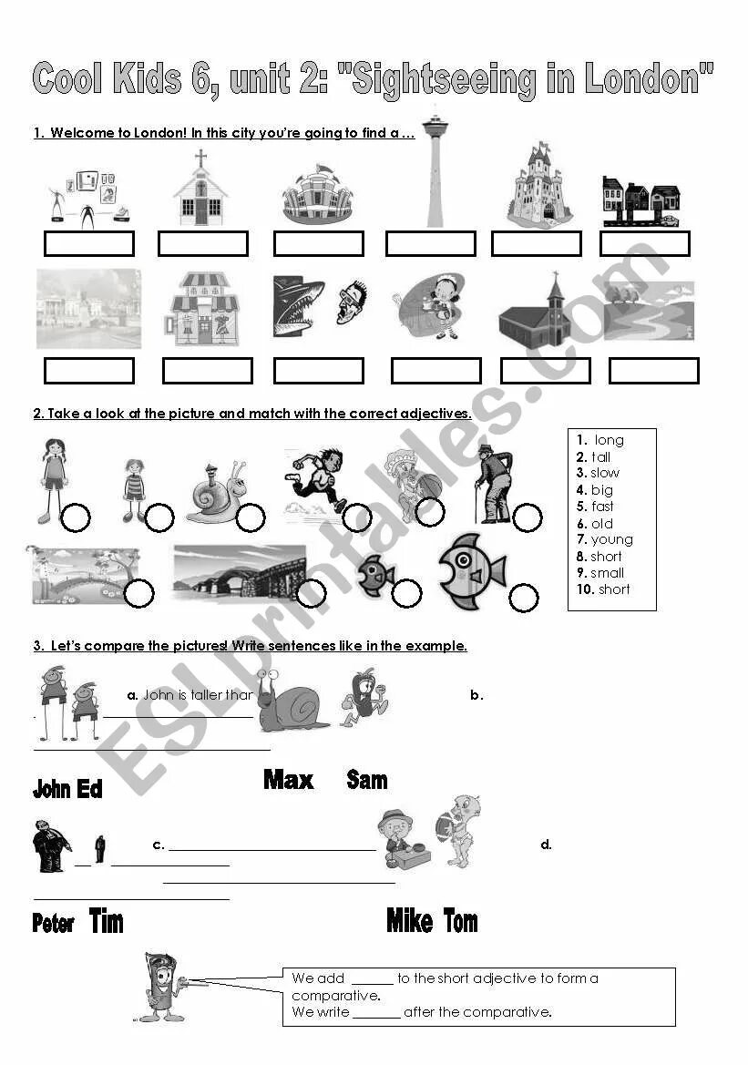 London Sightseeing Worksheets. London Sights Worksheets. London Worksheets. London attractions Worksheets. Exercises unit 6