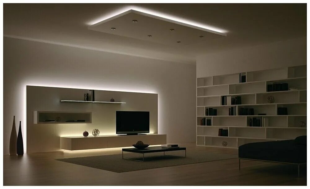 LED Light Strip and Downlights for a Stylish Living Room