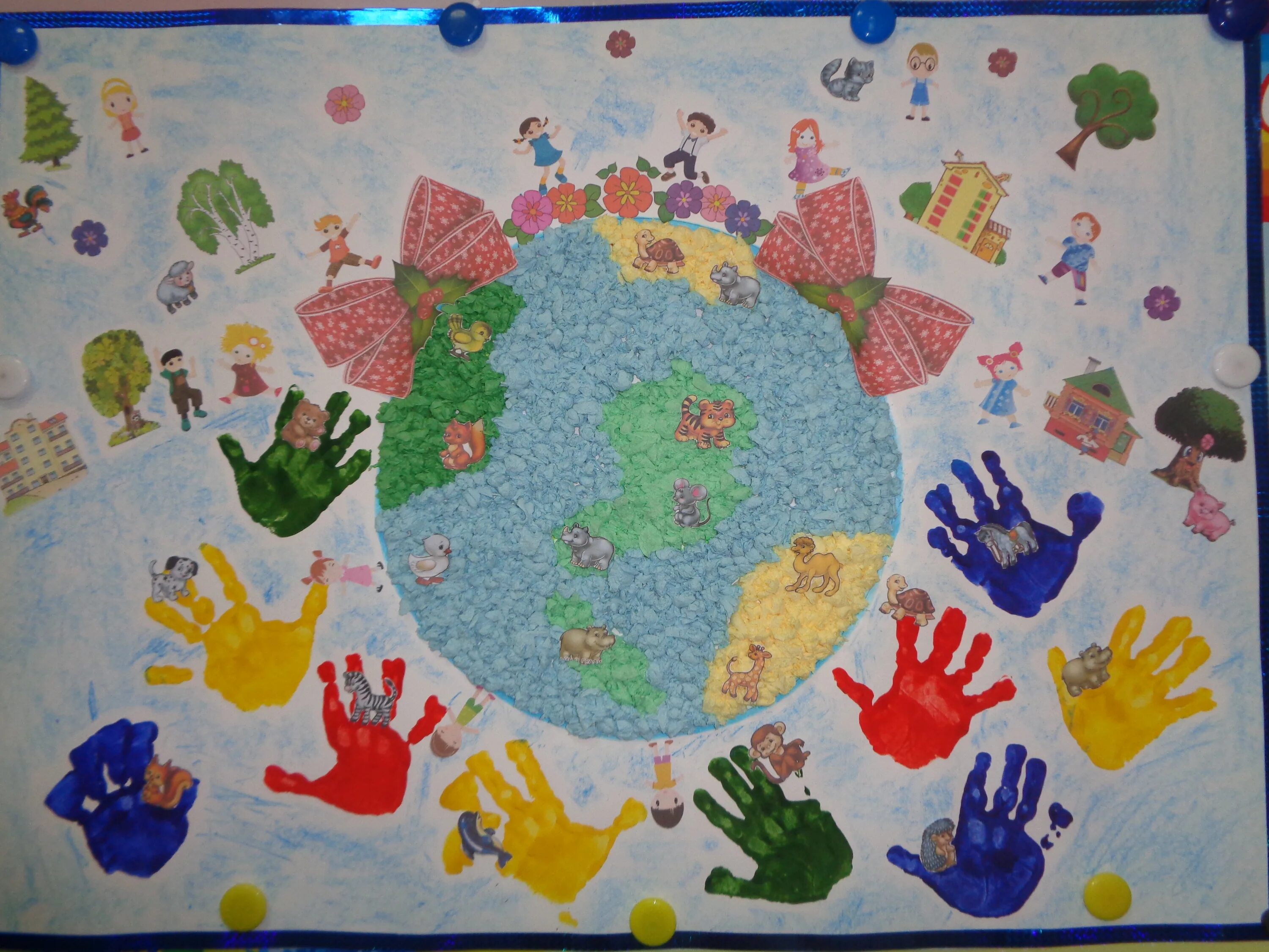 День земли в средней группе детского. Коллективное рисование. Коллективное рисование в детском саду. Наша земля коллективная работа с детьми. Коллективная работа ко Дню защиты детей.