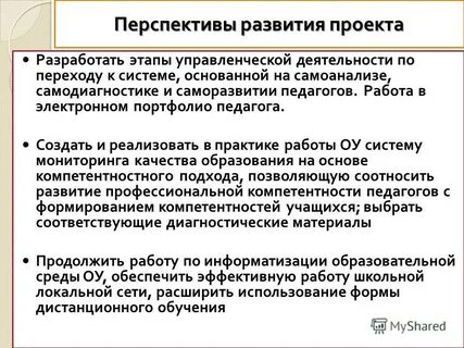 Перспективы в проекте это