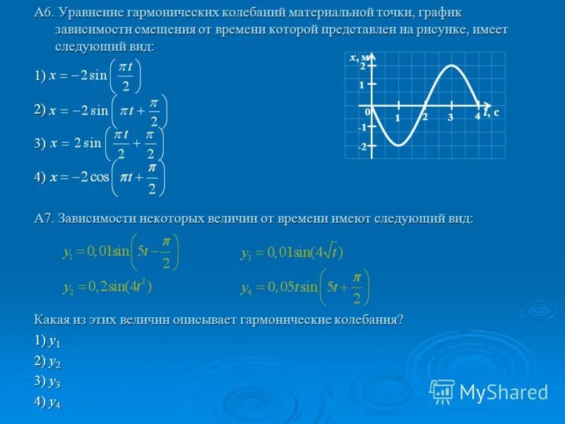 Какая из приведенных зависимостей описывает. Уравнение гармонических колебаний. Уравнение гармонических колебаний имеет вид. Уравнение колебаний материальной точки. Уравнения и графики гармонических колебаний.