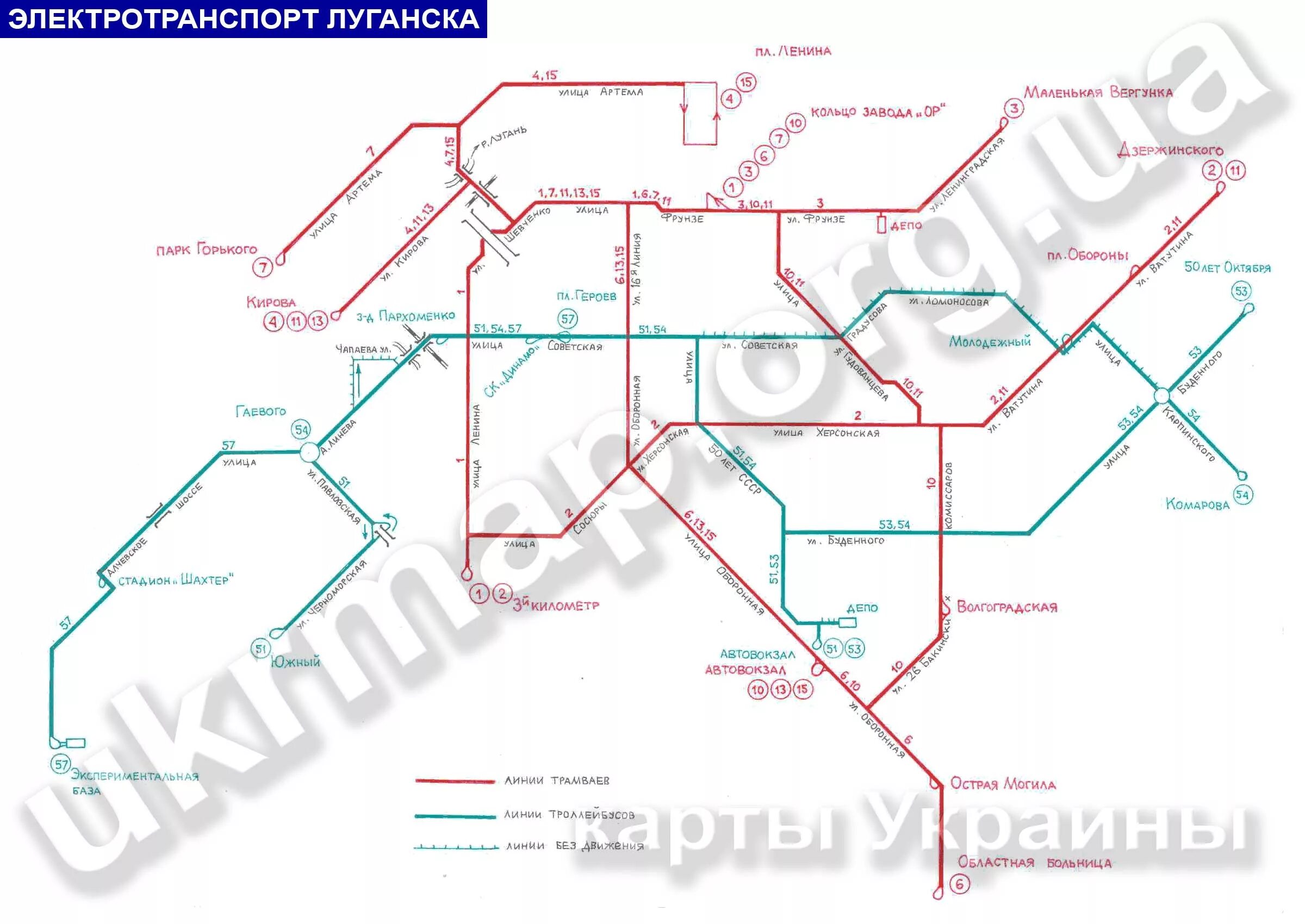Карта луганска маршруты