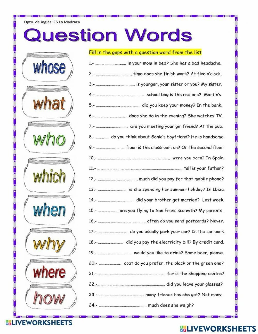 Question words ответы