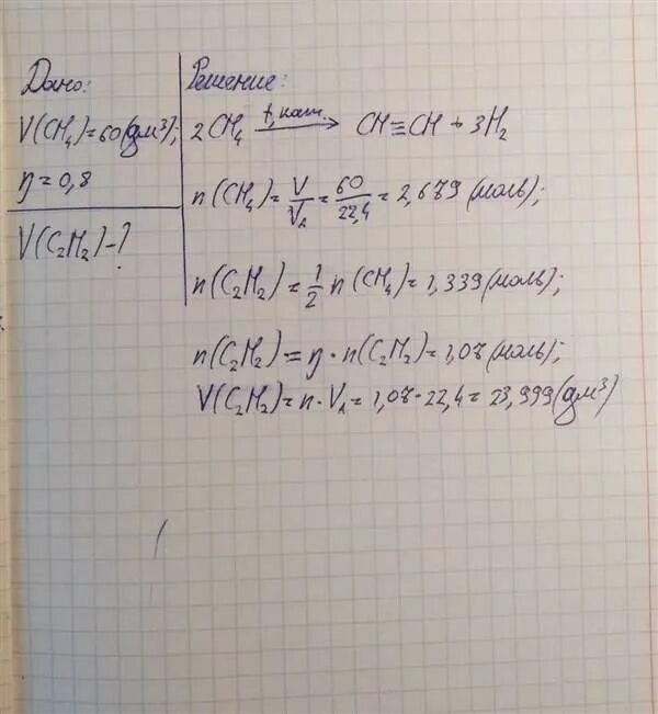 Вычислите объем ацетилена н у. В результате пиролиза 60 л метана с выходом 80 получили ацетилен объем. в результате пиролиза 60 л н.у метана с выходом 80. в результате пиролиза 60 л метана с выходом 80. объем этилена.