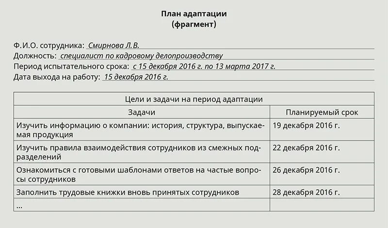 Бланк задания на испытательный срок образец. Образец индивидуального плана на период испытательного сроках. План подготовки сотрудника на испытательном. План адаптации менеджера по подбору персонала. Задание на день работнику