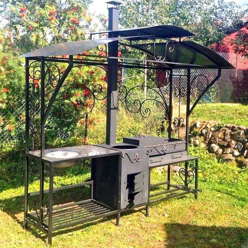Мангал-беседка "медея xl". Беседка с четырехскатной крышей и мангалом. Беседка с мангалом. Навес для мангал ной зоны. Мангальный уголок.