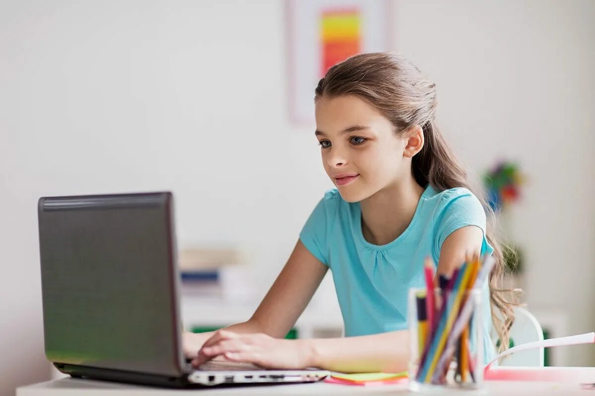 Is she on the computer