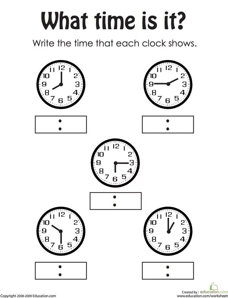 Telling the time worksheet