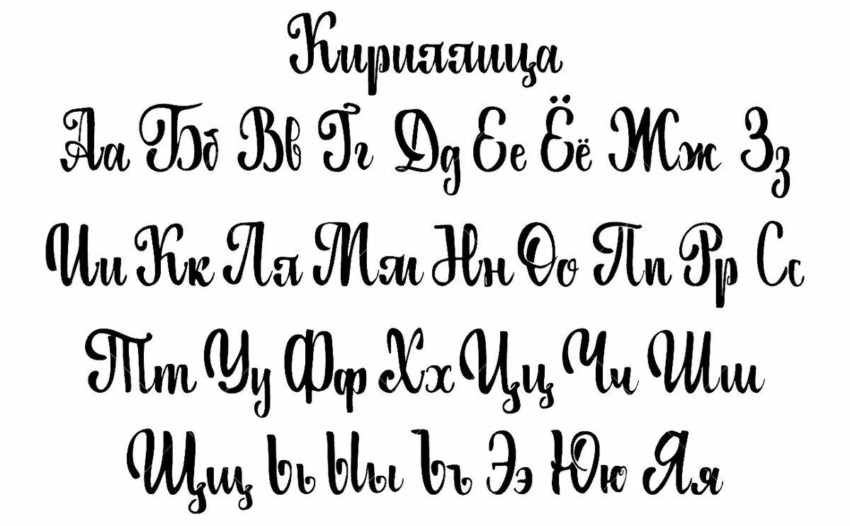 Красивые русские буквы для оформления плакатов, для вырезания, для ников, для та