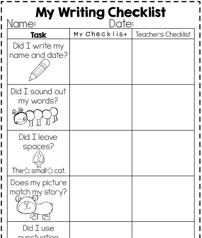 Name check list. Checklist writing. kindergarten lesson rubric. : developing rubrics and checklists for writing.. checklist worksheets.