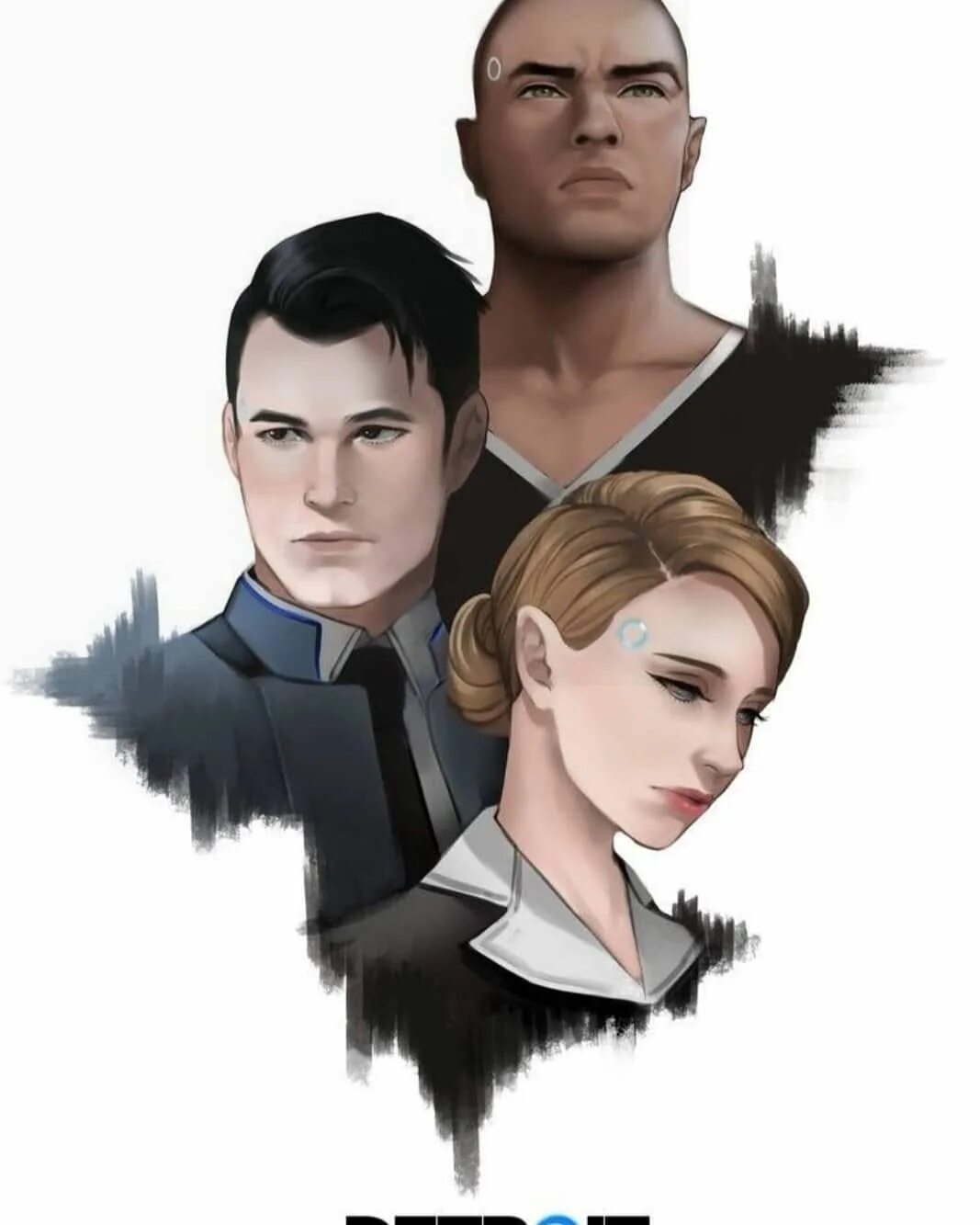 Коннор персонаж. Коннор маркус и кэра. detroit become human коннор маркус и кэра. детройт коннор и кэра арт.