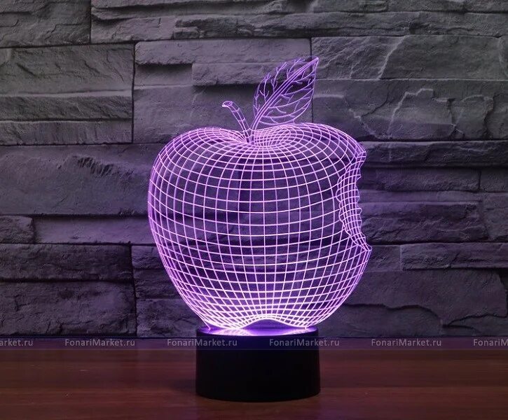 Светильник стекло декоративные. 3d светильник «яблоко - apple». 3d светодиодная лампа. 3d ночник &quot;яблоко 3d&quot;. эппл светильник ночник.