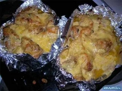 Порционная картошка с мясом в фольге
