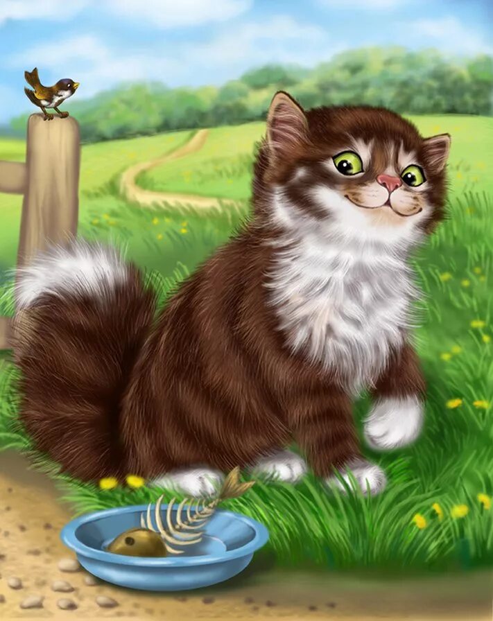 Сказочная кошка. Кошка иллюстрация. Сказочный кот. Кошка для дошкольников. Какой кот мурлыка