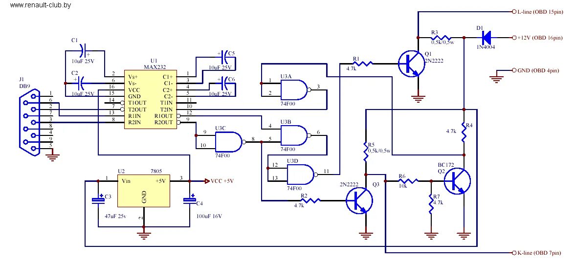 K line диагностика. Схема elm327 Bluetooth Mini. K-L- line -переходник для OBD-2 схема. KL-line адаптер схема. INPA ads, схема адаптера.