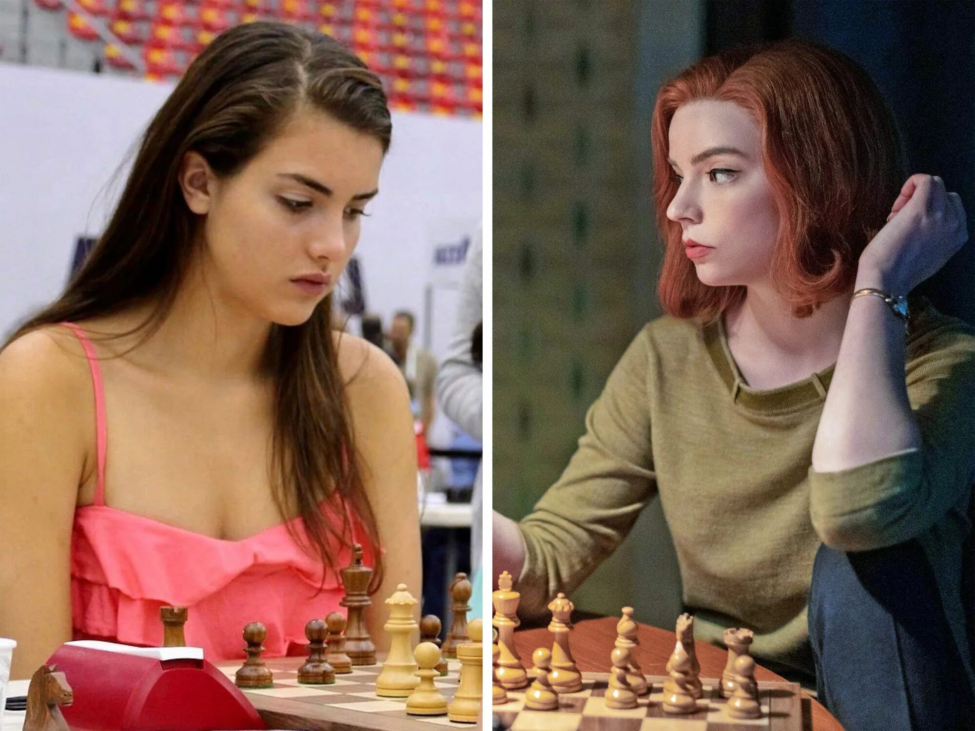 She playing chess