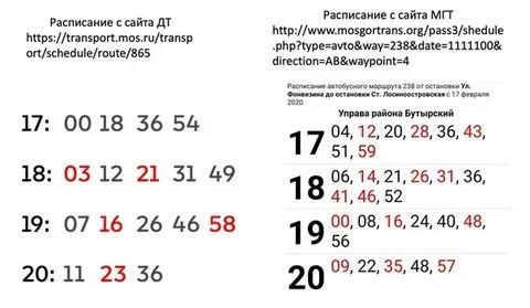 Расписание 216 из щербинок