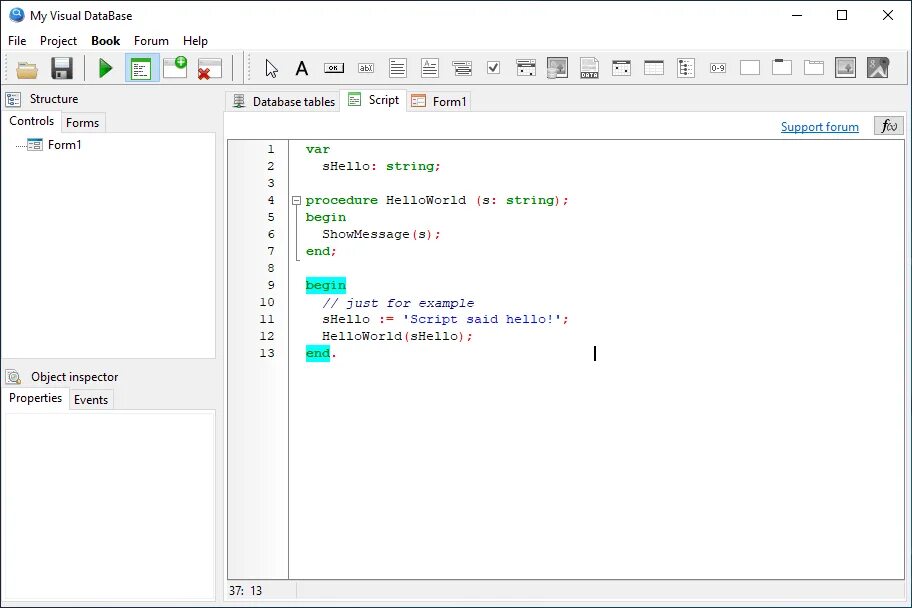 Database 5. Visual database. my visual database. my visual database готовые проекты. инспектор объектов в visual studio.