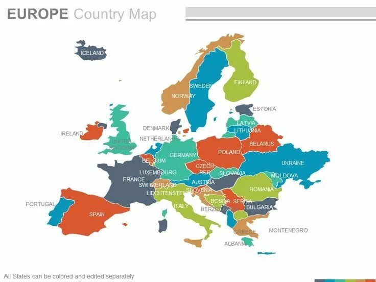 Карта европейских стран на английском языке. Europe map countries. Countries are in europe. Countries are in europe. Карта европы с разными цветами.