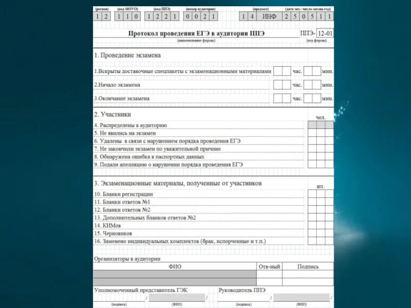 Протокол гэк. ППЭ 13-01 протокол проведения ЕГЭ В ППЭ. Протокол проведения экзамена в аудитории ЕГЭ. Форма ППЭ. Бланки заполняемые организаторами в аудитории.