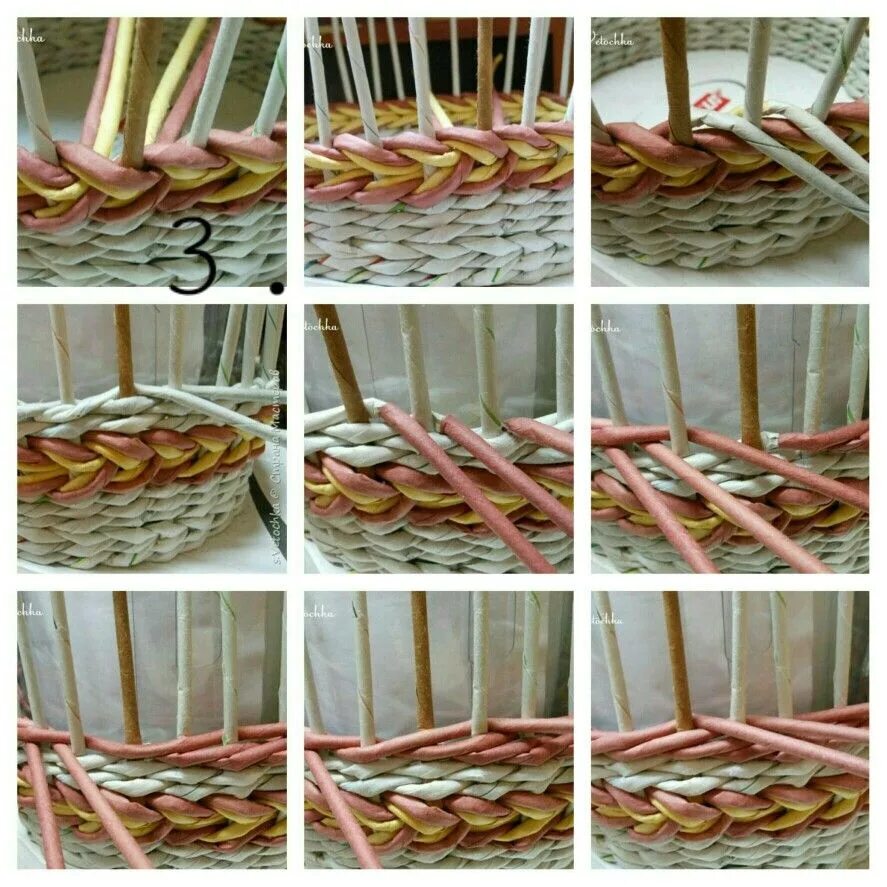 Обратная веревочка из газетных трубочек. Плетение в три трубочки из газетных трубочек. Загибка изида из газетных трубочек. Веревочка из трубочек. Загибка на коротких стойках.