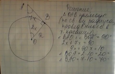 Касательные в точках а и б окружности