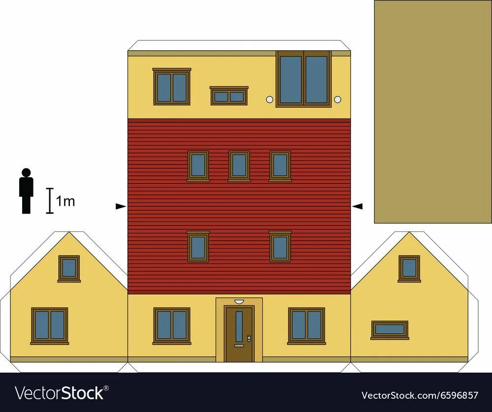 Развертка домика. Многоэтажный дом из картона. Макеты домов для детей. Цветная развертка домика.
