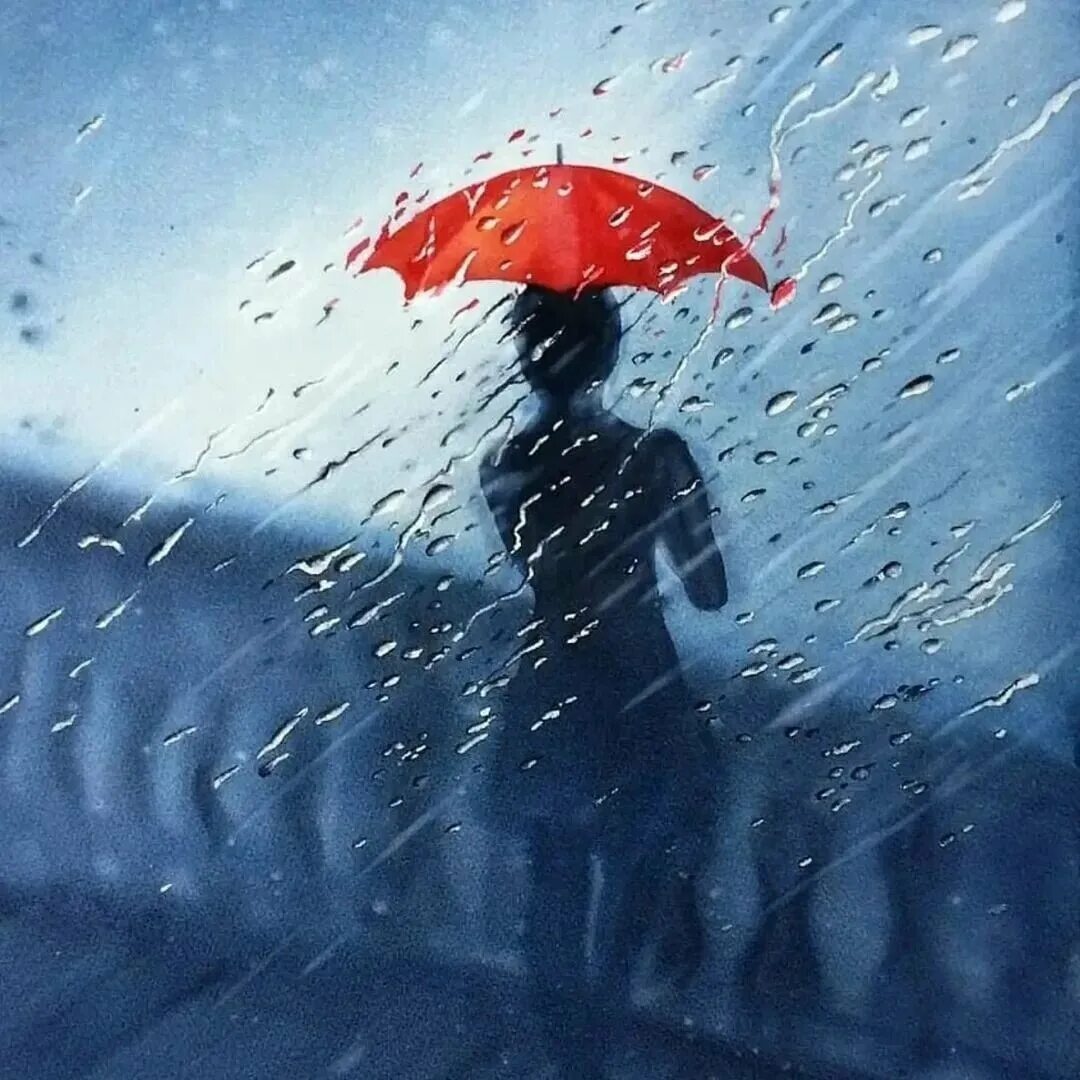 Бесплатные дождливые открытки. Дождь. Девушка с зонтом. Ливень. Под дождем.