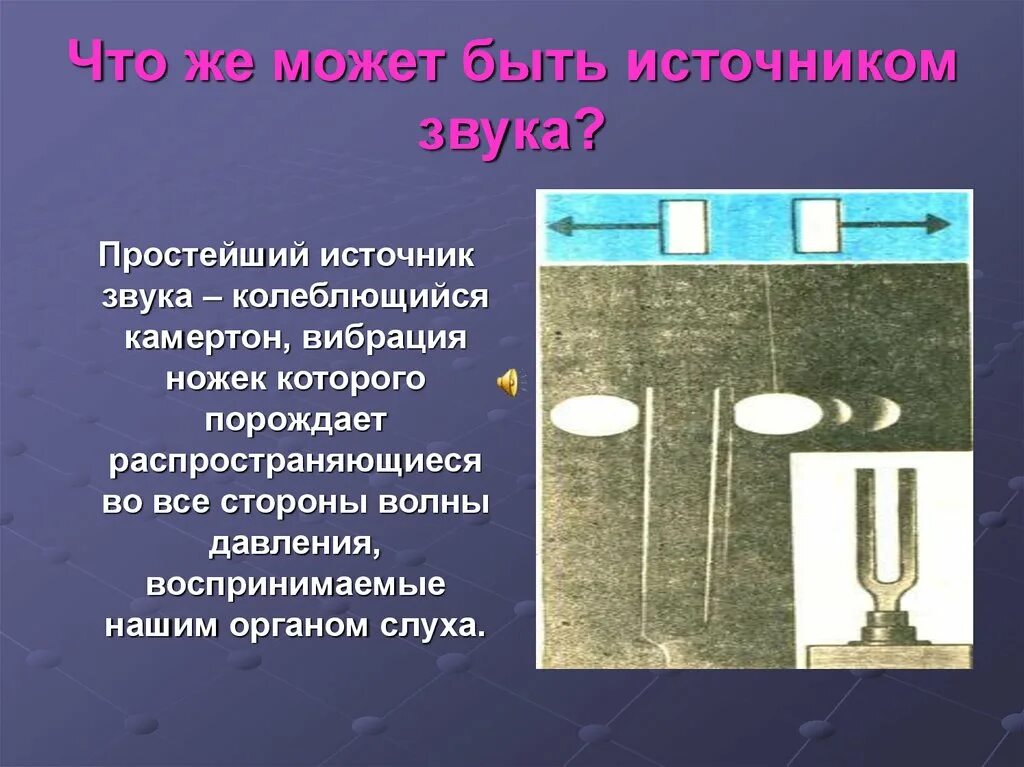 Звук источники звука 9 класс. Источники звука Камертон. Что может быть источником звука. Камертон звуковые волны. Источник звука колеблющийся.